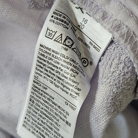 Gap Pants Women’s 16 Lilac Purple Linen Blend Girlfriend Chino Crop Flat Front - Picture 10 of 10